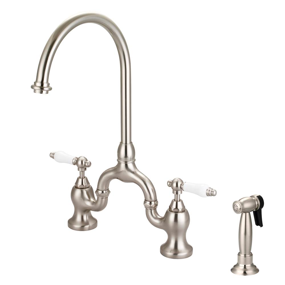 Algor Plumbing and Heating SupplyBarclayBanner Kitchen Bridge Faucet wSidespray and Porc lever Han, BN