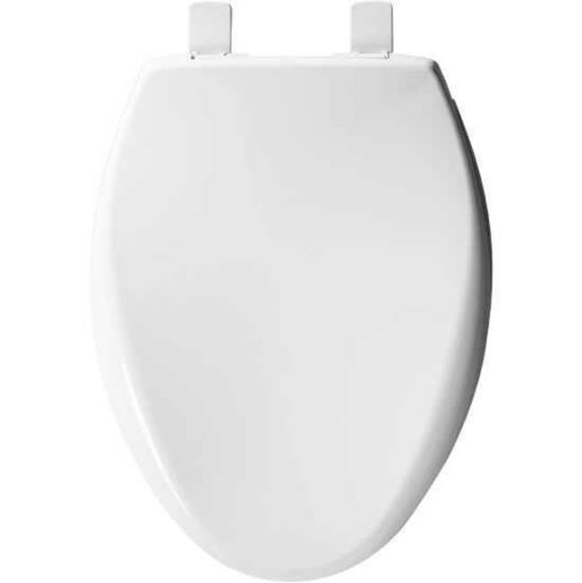 Algor Plumbing and Heating SupplyBemisElongated Plastic Toilet Seat Cotton White Never Loosens Removes for Cleaning Slow-Close Adjustable with Extra Stability
