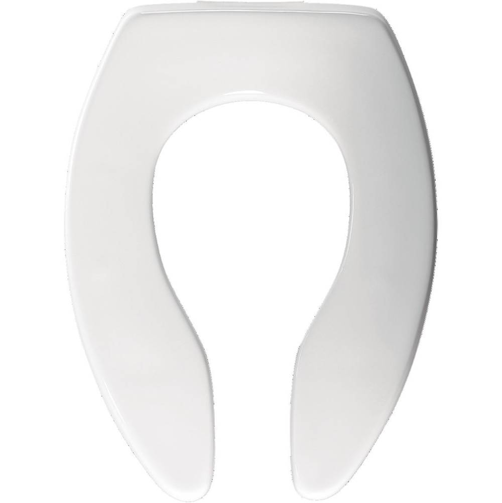 Algor Plumbing and Heating SupplyBemisElongated Commercial Plastic Open Front Less Cover Toilet Seat with STA-TITE Self-Sustaining Check Hinge and DuraGuard - White