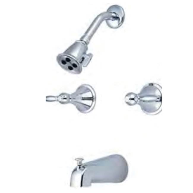 Algor Plumbing and Heating SupplyCentral BrassTub & Shower Trim-2 Cross Hdl Dual Func Shwrhead Cuttable Stem W/Nipple Combo Dvr Spt-Pvd Bn