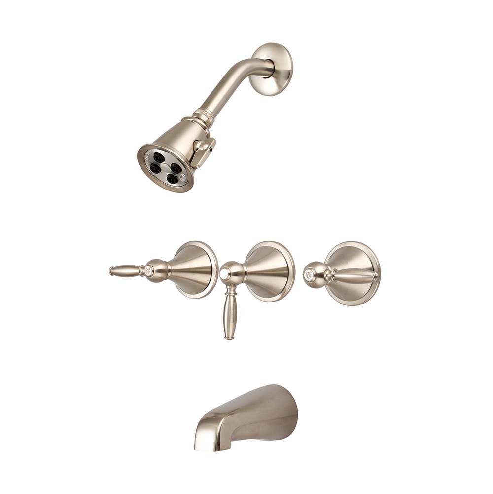Algor Plumbing and Heating SupplyCentral BrassTub & Shower Trim-3 Lvr Hdl Dual Func Shwrhead Cuttable Stem W/Nipple Combo Spt-Pvd Bn