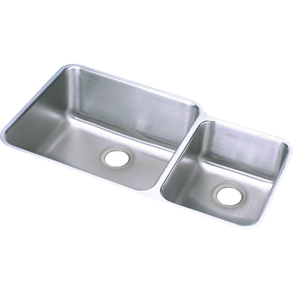 Algor Plumbing and Heating SupplyElkayLustertone Classic Stainless Steel, 35-1/4'' x 20-1/2'' x 9-7/8'', Offset 60/40 Double Bowl Undermount Sink