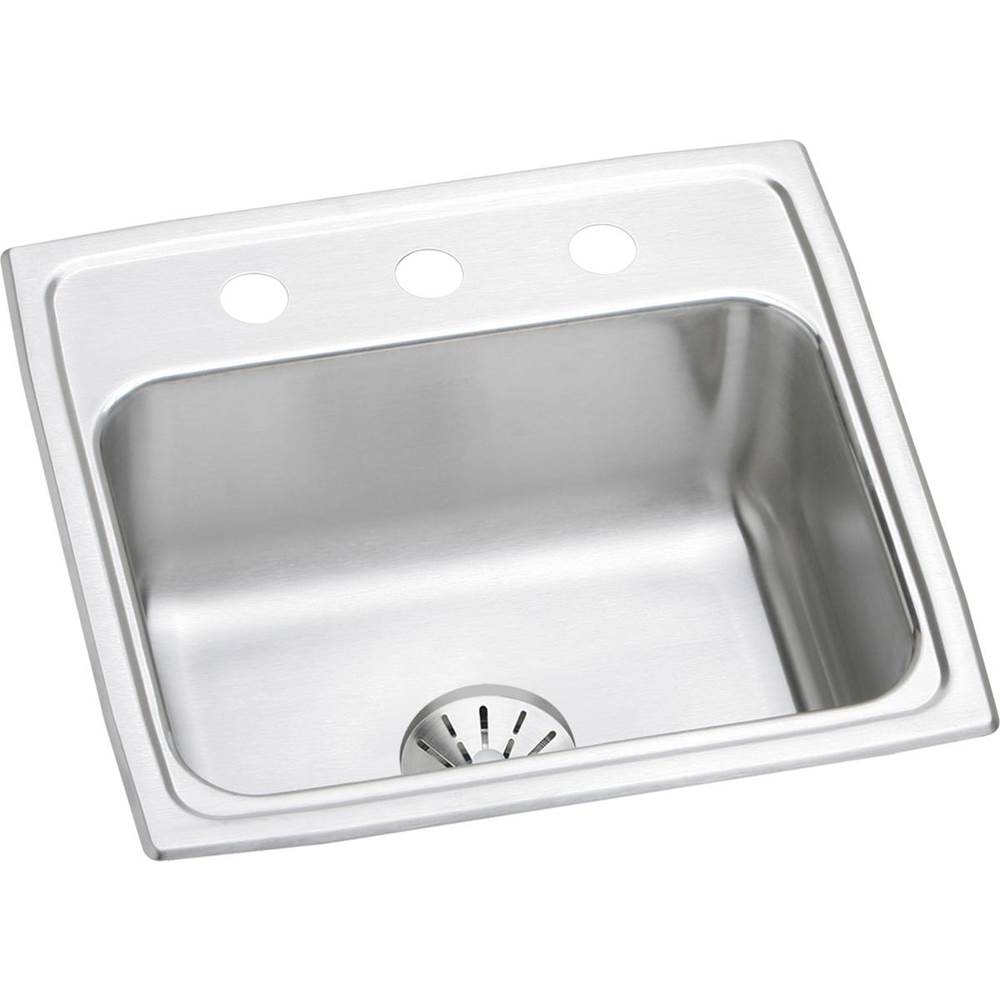 Algor Plumbing and Heating SupplyElkayLustertone Classic Stainless Steel 19-1/2'' x 19'' x 7-1/2'', 2-Hole Single Bowl Drop-in Sink with Perfect Drain