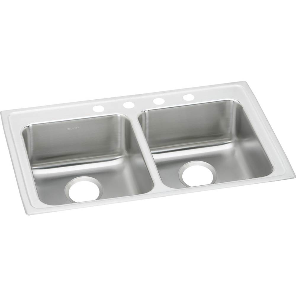 Algor Plumbing and Heating SupplyElkayLustertone Classic Stainless Steel 33'' x 19-1/2'' x 6'', 4-Hole Equal Double Bowl Drop-in ADA Sink