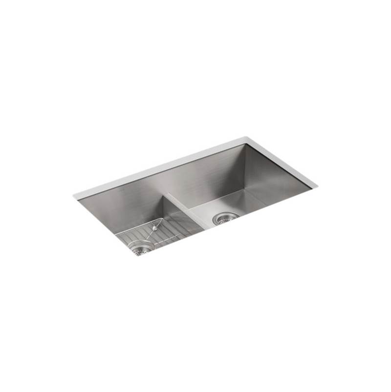 Algor Plumbing and Heating SupplyKohlerVault™ 33'' x 22'' x 9-5/16'' Smart Divide® top-mount/undermount double-equal bowl kitchen sink with 4 faucet holes