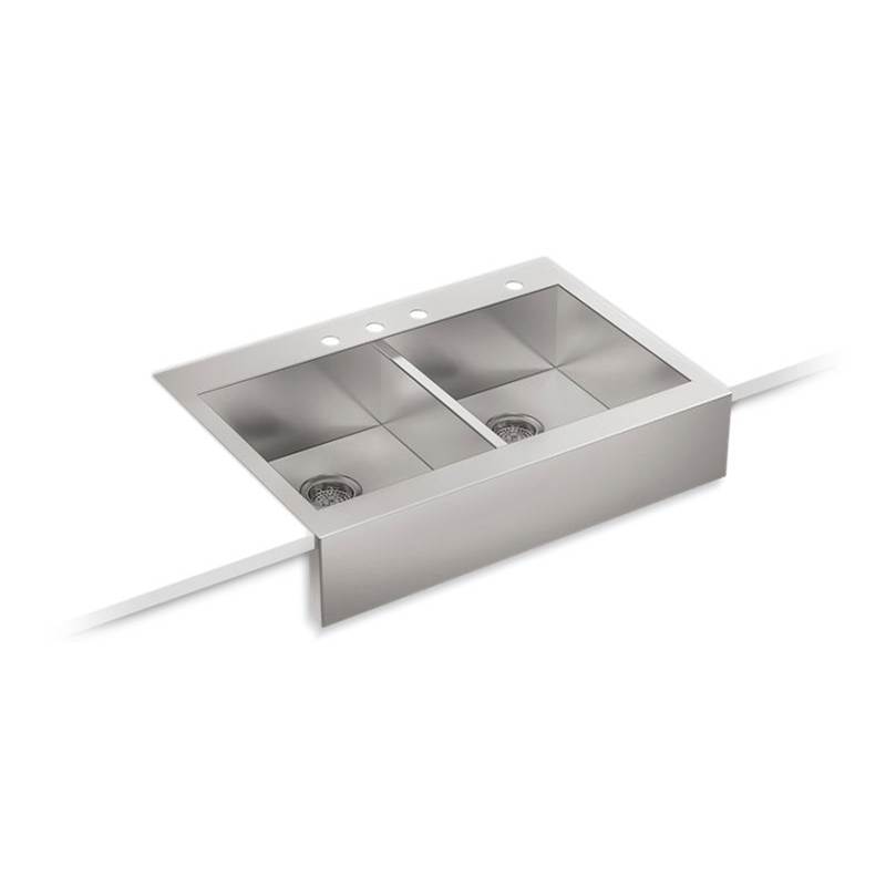 Algor Plumbing and Heating SupplyKohlerVault™ 35-3/4'' x 24-5/16'' x 9-5/16'' top-mount double-equal stainless steel farmhouse kitchen sink for 36'' cabinet