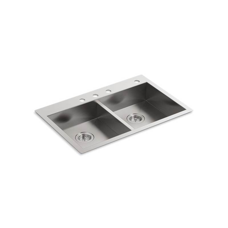 Algor Plumbing and Heating SupplyKohlerVault™ 33'' x 22'' x 6-5/16'' double-equal dual-mount kitchen sink with 4 faucet holes