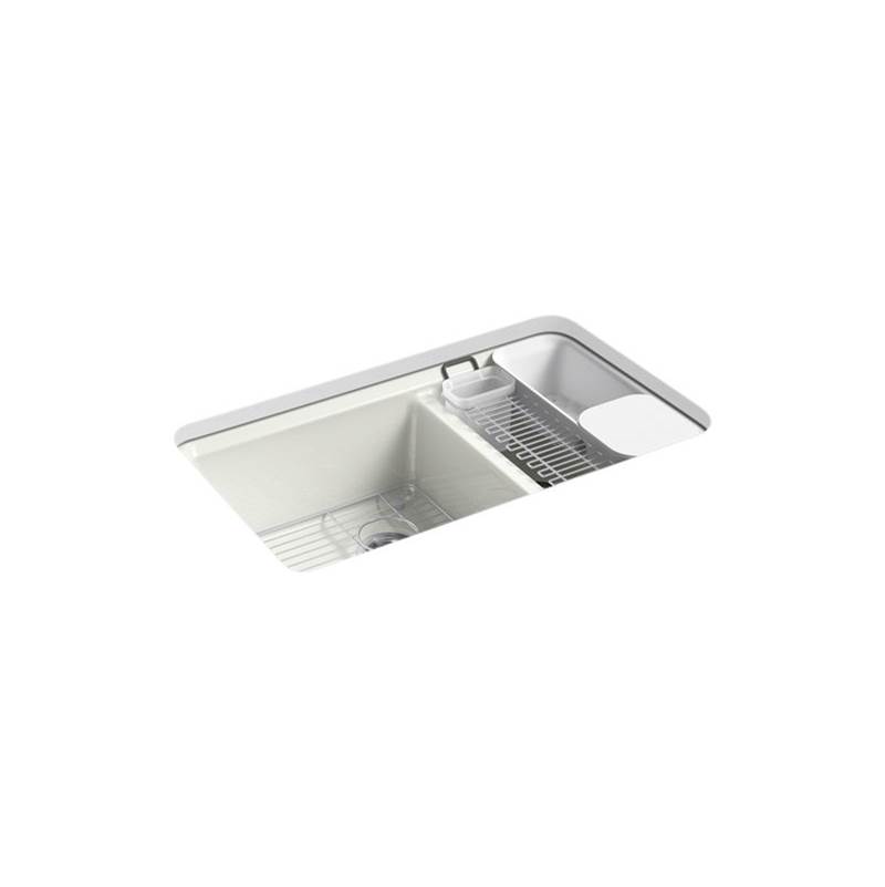 Algor Plumbing and Heating SupplyKohlerRiverby® 33'' x 22'' x 9-5/8'' undermount large/medium double-bowl workstation kitchen sink with accessories and 5 oversized faucet holes