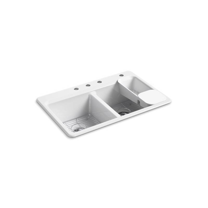 Algor Plumbing and Heating SupplyKohlerRiverby® 33'' x 22'' x 9-5/8'' top-mount double-equal workstation kitchen sink with accessories and 4 faucet holes