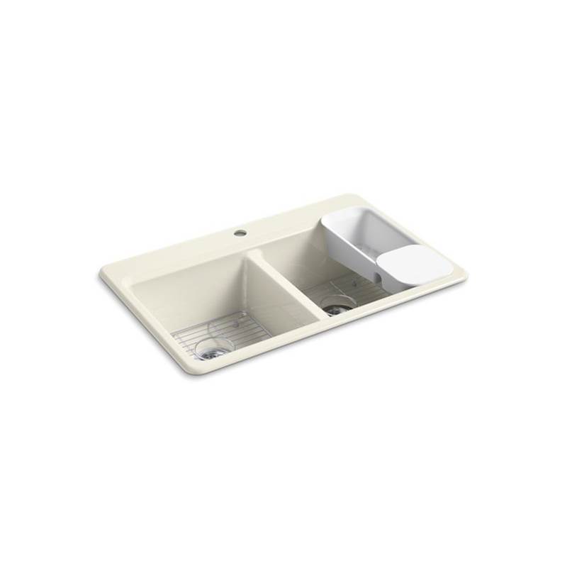 Algor Plumbing and Heating SupplyKohlerRiverby® 33'' x 22'' x 9-5/8'' top-mount double-equal workstation kitchen sink with accessories and single faucet hole