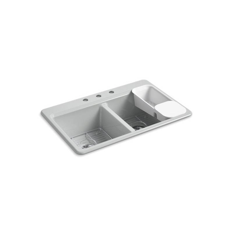 Algor Plumbing and Heating SupplyKohlerRiverby® 33'' x 22'' x 9-5/8'' top-mount double-equal workstation kitchen sink with accessories and 3 faucet holes