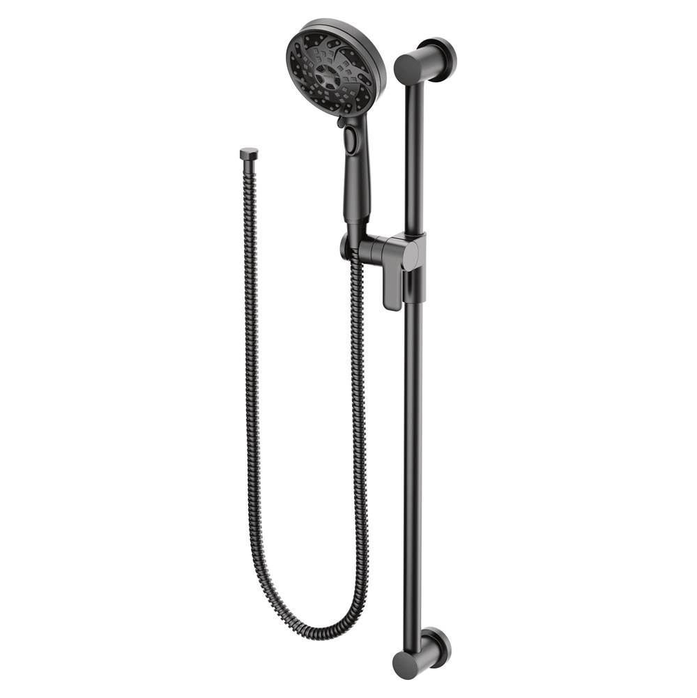Algor Plumbing and Heating SupplyMoen5-Function Massaging Handshower with Toggle Pause, Includes 30-Inch Slide Bar and 69-Inch Hose, Matte Black