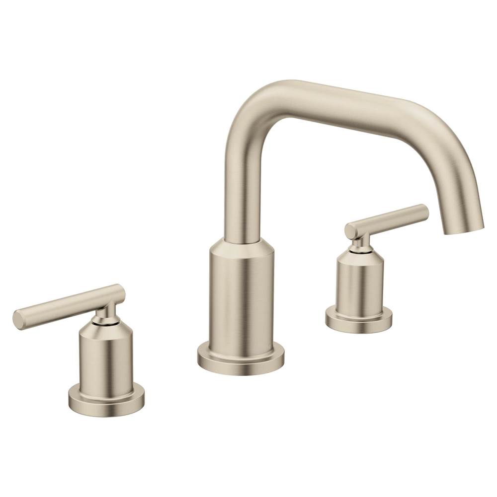 Algor Plumbing and Heating SupplyMoenGibson Two-Handle Deck Mounted Modern Roman Tub Faucet, Valve Required, Brushed Nickel