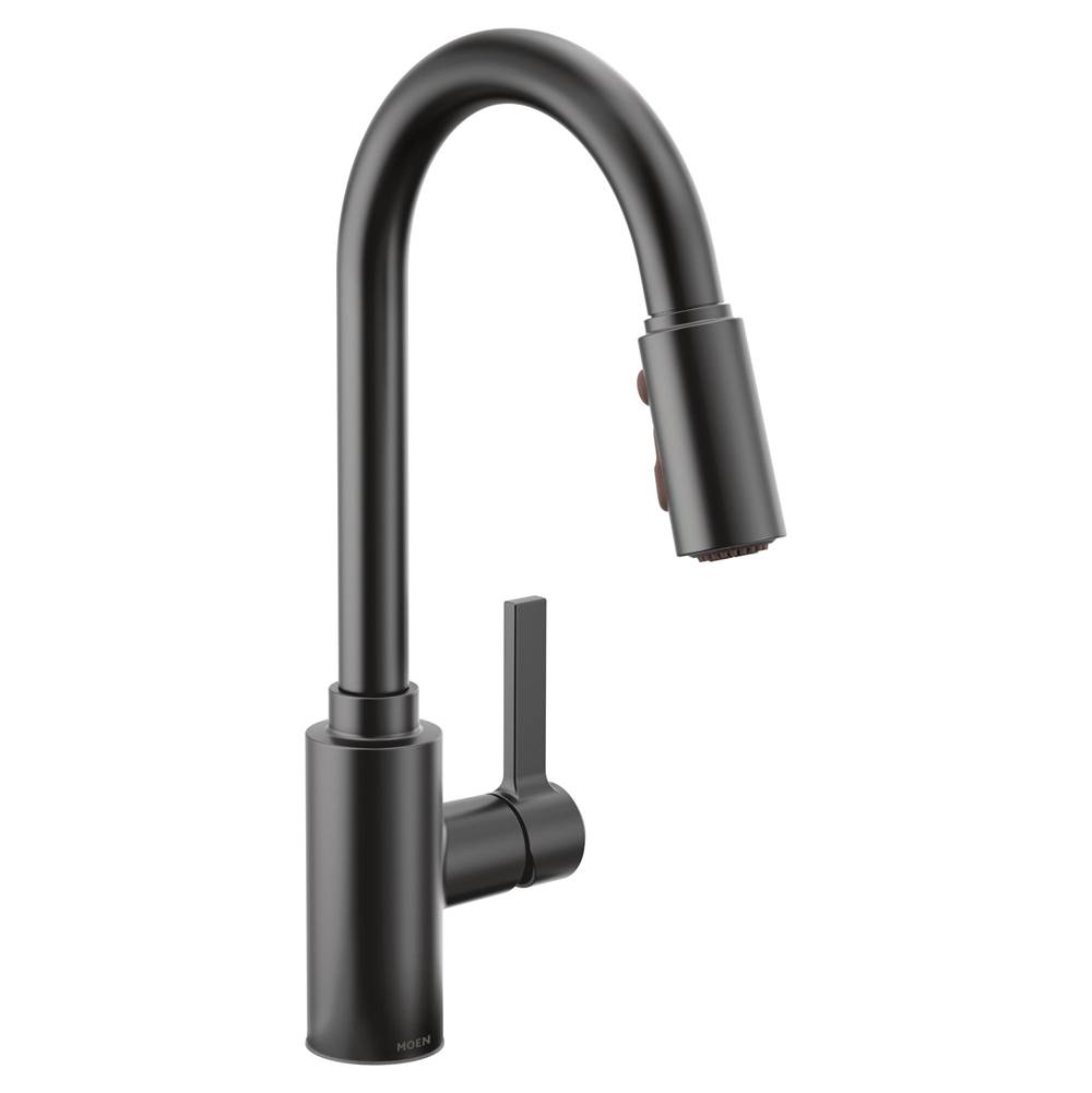 Algor Plumbing and Heating SupplyMoenGenta LX Single-Handle Pull-Down Sprayer Modern Kitchen Faucet with Reflex and Power Boost, Matte Black