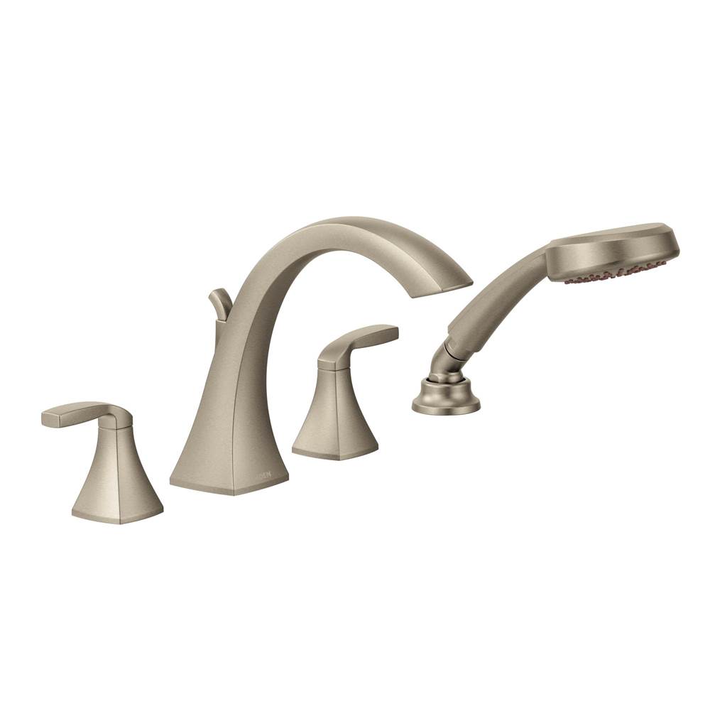 Algor Plumbing and Heating SupplyMoenVoss 2-Handle High-Arc Roman Tub Faucet Trim Kit with Hand Shower in Brushed Nickel (Valve Sold Separately)