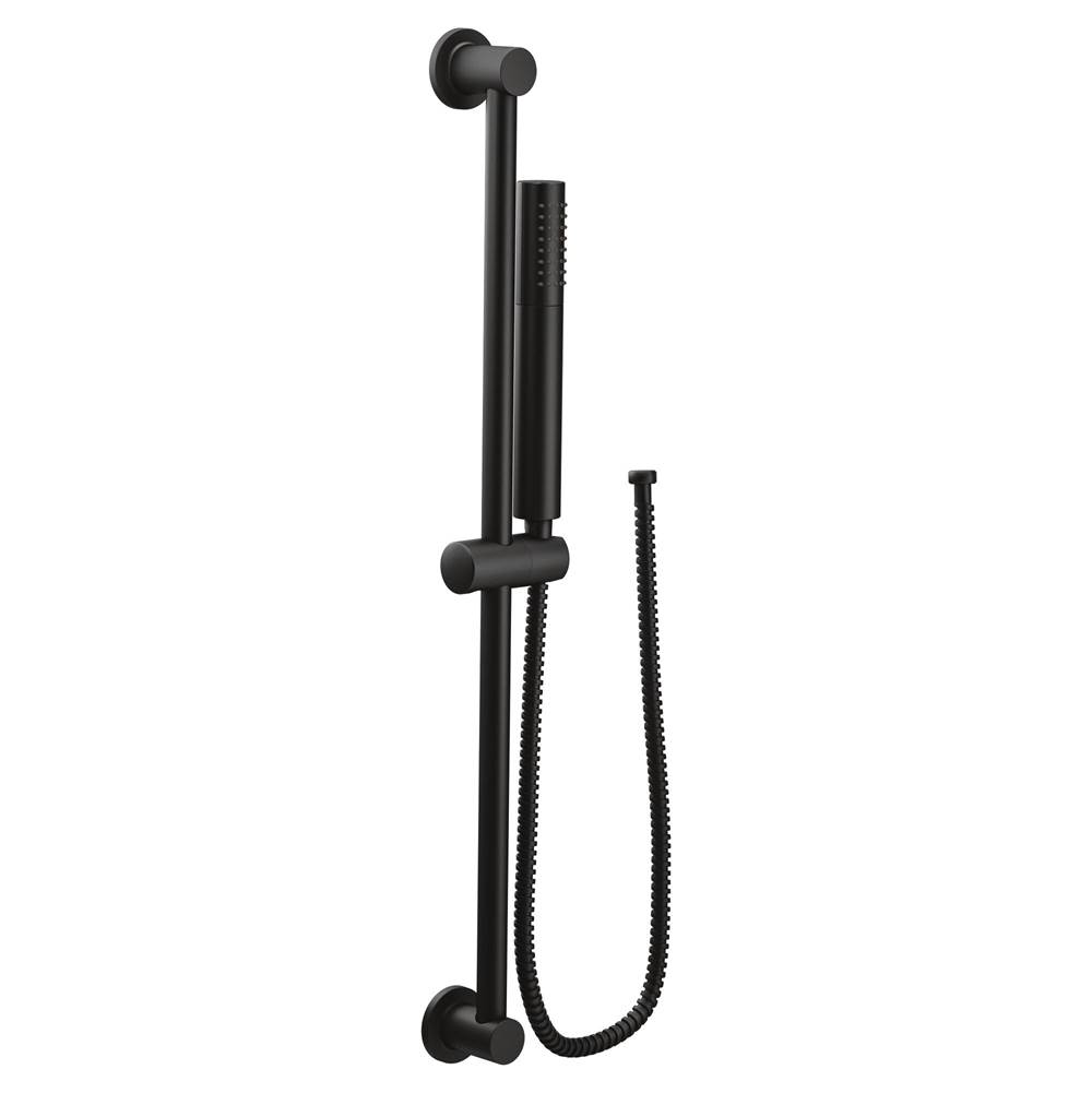 Algor Plumbing and Heating SupplyMoenModern Eco-Performance Handshower Handheld Shower with 30-Inch Slide Bar and 69-Inch Metal Hose, Matte Black
