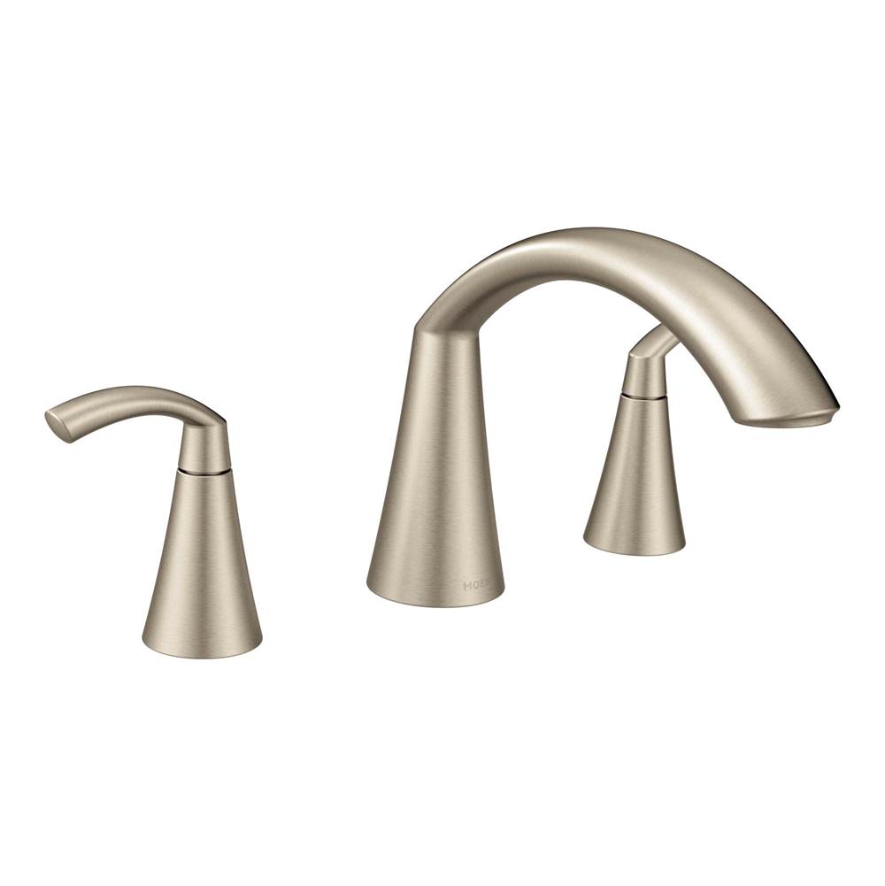 Algor Plumbing and Heating SupplyMoenGlyde 2-Handle High-Arc Roman Tub Faucet in Brushed Nickel (Valve Sold Separately)