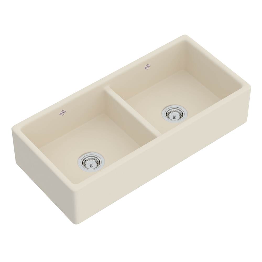Algor Plumbing and Heating SupplyRohl39'' Shaker Double Bowl Apron Front Fireclay Kitchen Sink